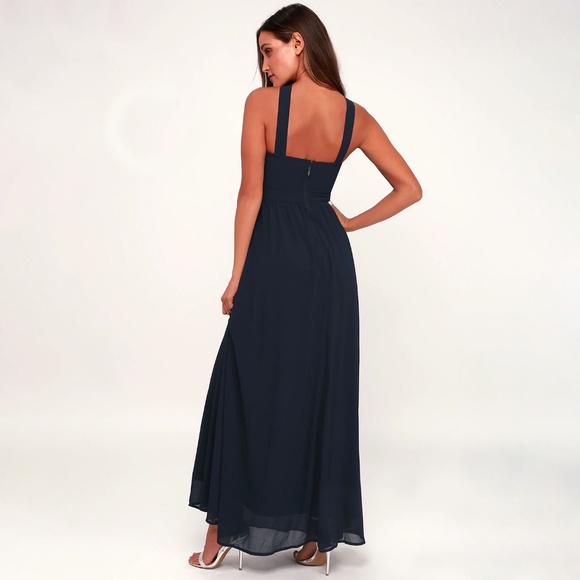 Air of Romance Navy Blue Maxi Dress - Picture 2 of 4